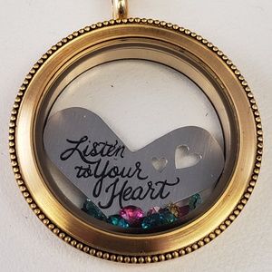 Origami Owl Gold Locket-Listen to your Heart
